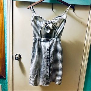 White summer dress with blue stripes